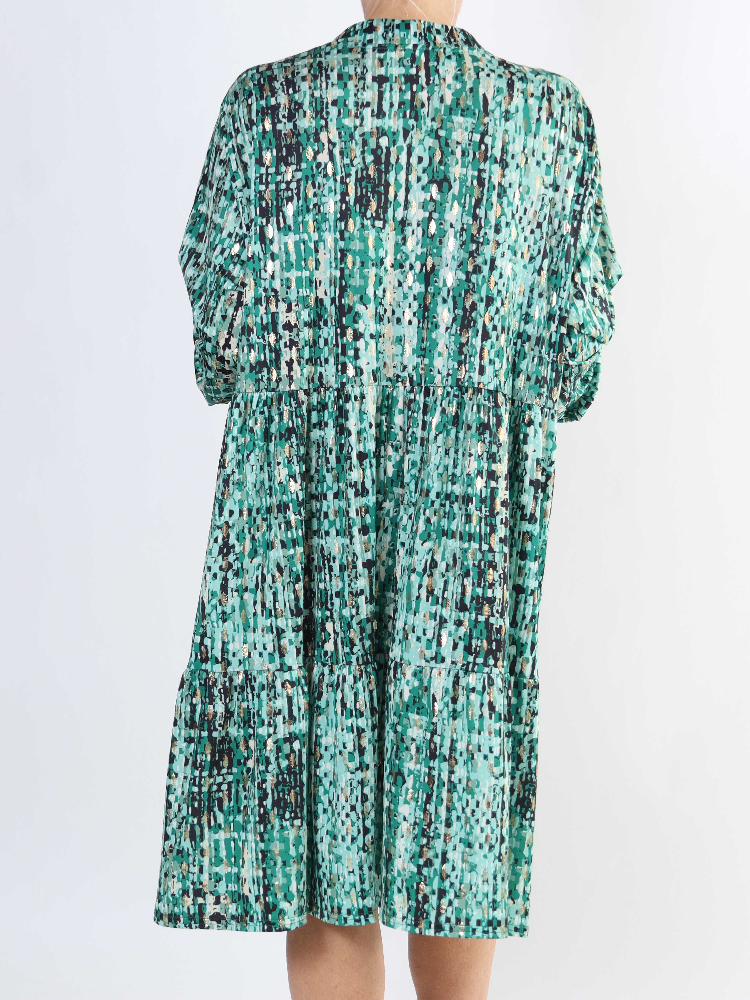 Milano Pattern Midi - Mönstrad plus size klänning med lager på lager look